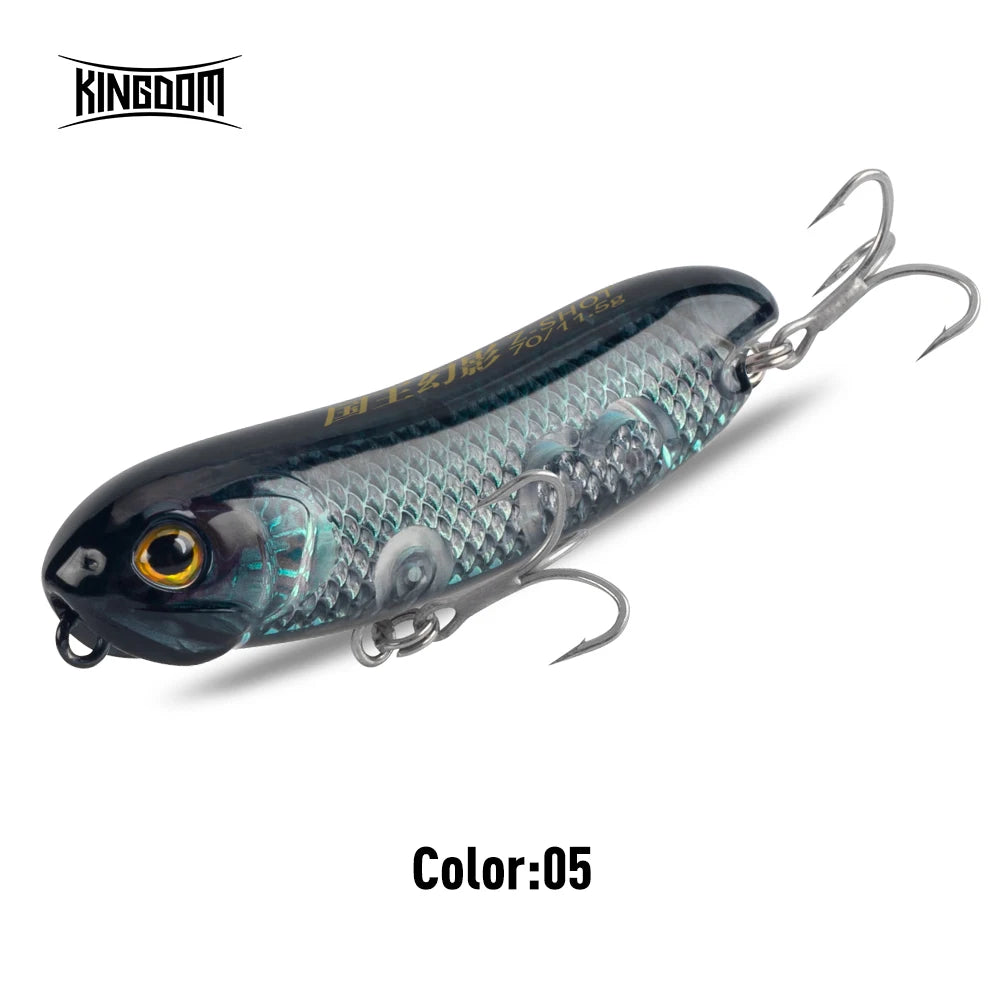 Kingdom Topwater Fishing Lure Z-Dog 3D Hologram 4.5g 7.5g 11.5g 19g Artificial Pencil Minnow Floating Hard Baits Surface Lures
