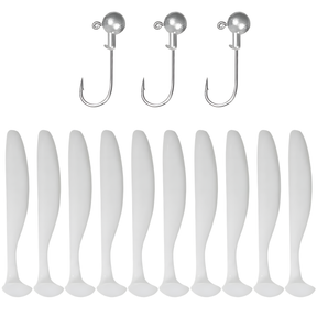 10PCS Soft Lure 5.5cm 7cm 10cm T Tail Worm 3PCS Jigging Head Hook 3g 5g 10g Metal Jig Carp Fishing Pesca Swimbait Gear Kit Bait