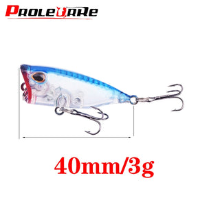 1Pcs Mini Top Water Popper Hard Bait Floating Fishing Lure 40mm 3g Crankbait Wobblers Tackle Isca Poper Pike Artificial Lures