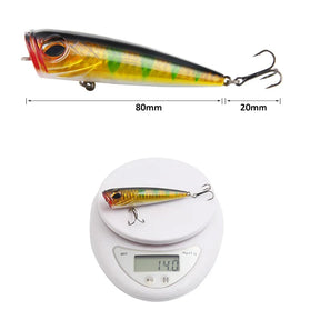 1pc  Popper Fishing Lure 8cm 14g Hard Bait Artificial Poper Topwater Bass Trout Pike Fishing Crankbait Crank Wobbler
