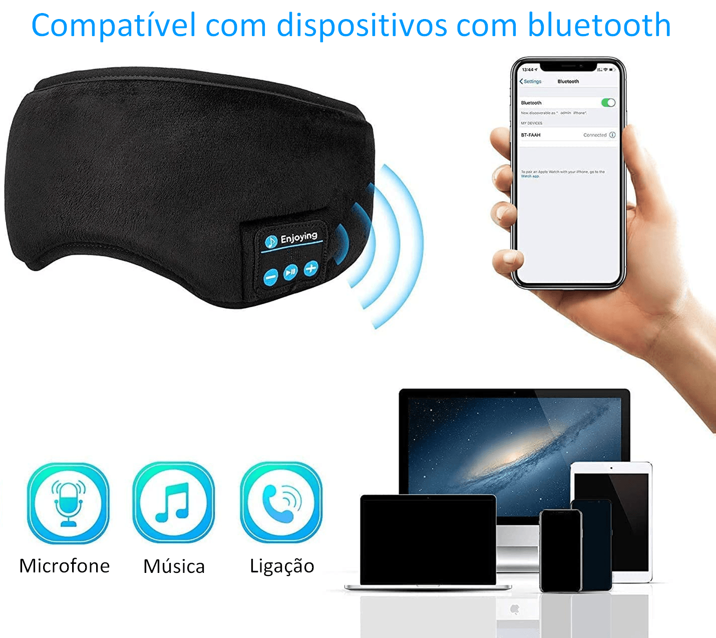 Mascara de dormir com fone Bluetooth